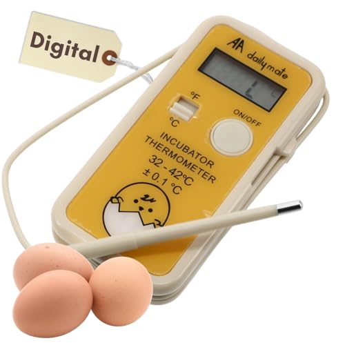 Digitales Brutthermometer für Hühner Thermometer für Brutmaschine Temperaturmessgerät mit Externem Messfühler Geflügel Themperaturüberwachung Inkubator Eierthermometer