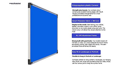 Image of Nechams Fabric Notice Board /Pin-up Board /Bulletin Board /Soft Board for Office, School and Home - Hexa-Lite Series (Blue, 1.5x2ft /45x60cm)(Pack of 4)