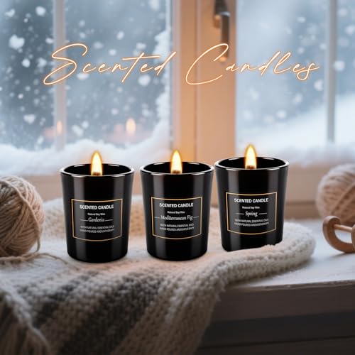 Image of 12 Pack Scented Black Candles Gift Set for Dad, Soy Wax Aromatherapy Candles for Home, 12 Masculine Fragrances, Gift from Daughter /Son for June Holiday, Stress Relief & Relaxation for Men