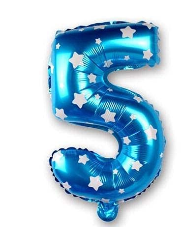16 inch Five Foil Number Air or Helium Balloon Party Decoration Blue hearts Pack of 1 | 5 Year No. Balloons Birthday/Anniversary (Blue hearts Number 5)-image-13