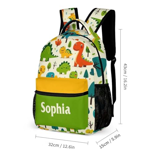 Custom Dinosaur Pattern Backpack for Kids Personalized Student Bookbag with Name Casual School Bag Daypack for Girls Boys Child3