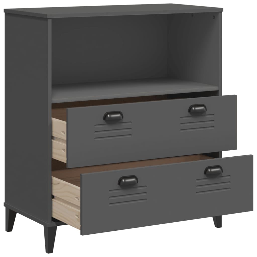 Libreria VIKEN con Cassetti Grigio Antracite 80x40x90 cm | Mobile da soggiorno versatile con 2 ampi cassetti e vano a giorno per organizzare studio o ufficio.