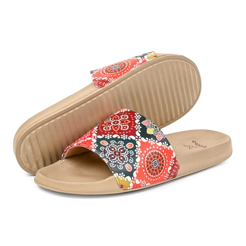 Image of YOHO Tropica Printed Comfortable Women Slides | Stylish Rainy Footwear & Waterproof Monsoon Sandals | Soft Inner Lining On Strap