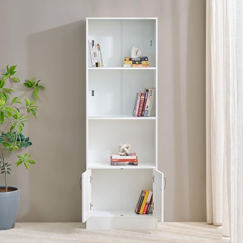 Image of Home Centre | Helios - Alton | Engineered Wood | Open Book Shelves | White | 1 Year Warranty