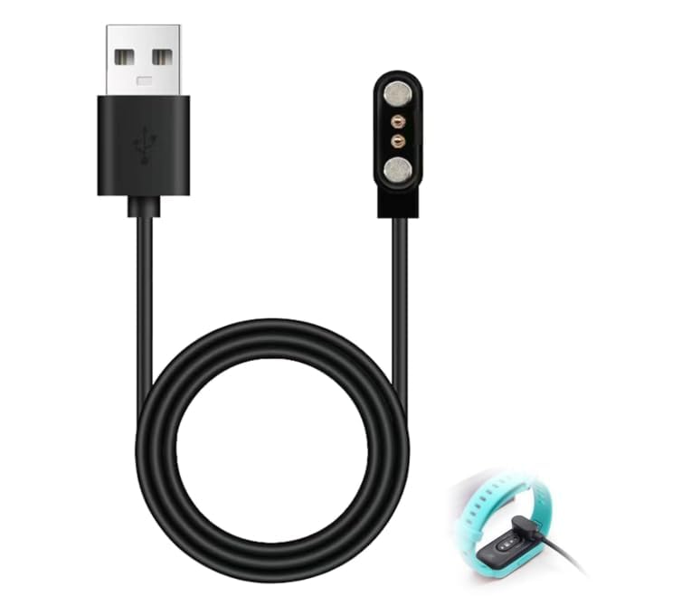 Cable de Carga de Carga magnética para Reloj Inteligente con Enchufe magnético de 2.84 Mm, Paso de 2 Pines, Longitud de 60 cm, Color Negro – Ideal para Carga Rápida en Casa y Viajes (1)