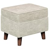 EOSVALO Sitzhocker mit Stauraum, Fußhocker mit Stauraum, Moderner sitzbank mit stauraum, Ottoman mit Verstellbarer Abdeckung und stabilen Holzbeinen für Wohnzimmer, Schlafzimmer, Sofa