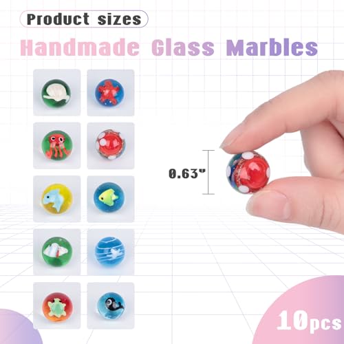 image for FUTUREPLUSX Marbles Games for Kids，10PCS Glass Marbles with Gift Box