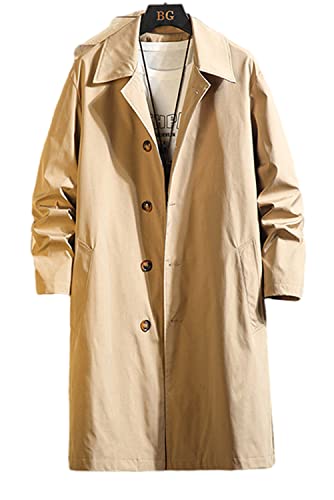 [ＰＴＯＲＧＥ] トレンチコート メンズ スプリングコート 軽量 防風 無地 ビジネス カジュアル 折り襟 春 おしゃれ 薄手 通勤 ロング ジャケット ゆったり 大きいサイズ アウター 春(4カーキ)
