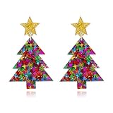 coadipress Christmas Earring Funny Christmas Dangle Earring for Women Holiday Earrings Acrylic Gingerbread Snowflake Gloves Wine Glass Reindeer Xmas Earrings Christmas Jewelry (Colorful Christmass Tree)