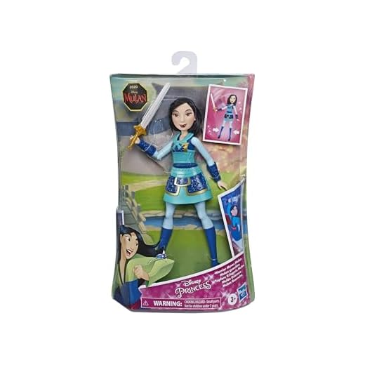 Disney Princess Warrior Moves Mulan Doll with Sword-Swinging Action, Warrior Outfit Mulan Fashion Doll Toy for Children