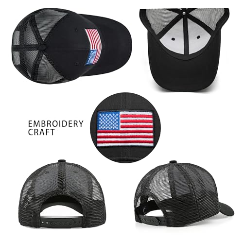 Image of Adjustable State Flag Trucker Hat Mesh Baseball Cap with Embroidered Patch for Men Women