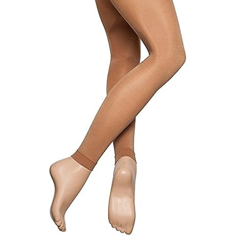 Katz Dancewear Girls Ladies 60 Denier Dark Toast Tan Shimmer Footless Ankle Ballet Dance Tights (Age 7-9 Years) Cover