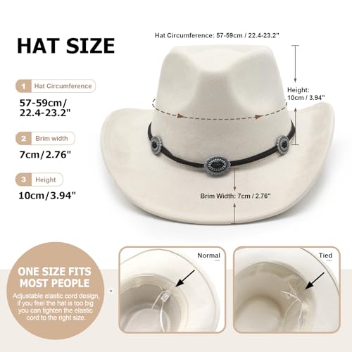 Image of LIDHAY Cowboy Hat for Women and Men Felt Wide Brim Suede Cowboy Cowgirl Hats Felt Cattleman Western Hats