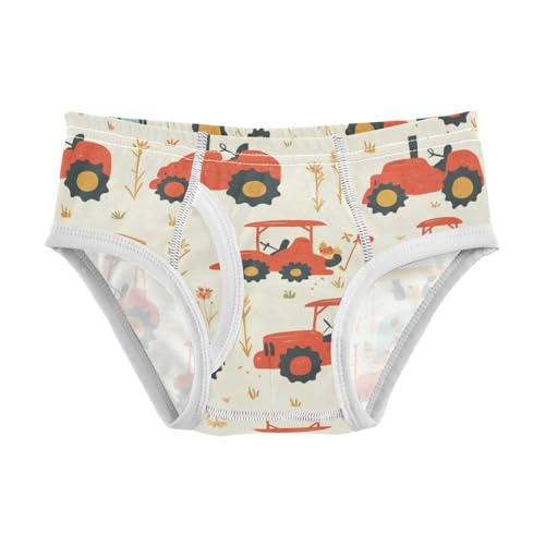 KLL Red Old Wheeled Tractors Toddler Boy Comfort Briefs Underwear Cute Children Undies
