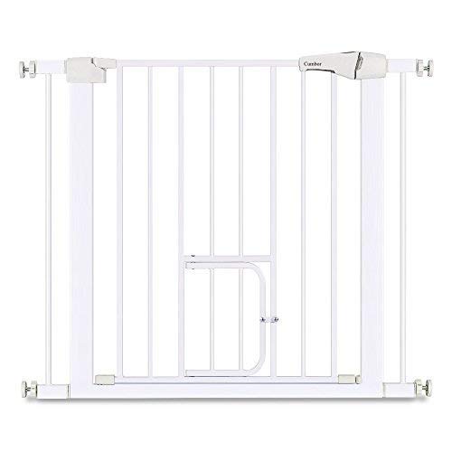Cumbor Baby Gate 36" Extra Tall for 29.7-46in, Extra Wide Auto Closed Dog Gate for The House with No Drill Pressure Mounted Frame for Kids, Heavy Duty Easy Walk Thru Pet Gate for Hallway, Pure White