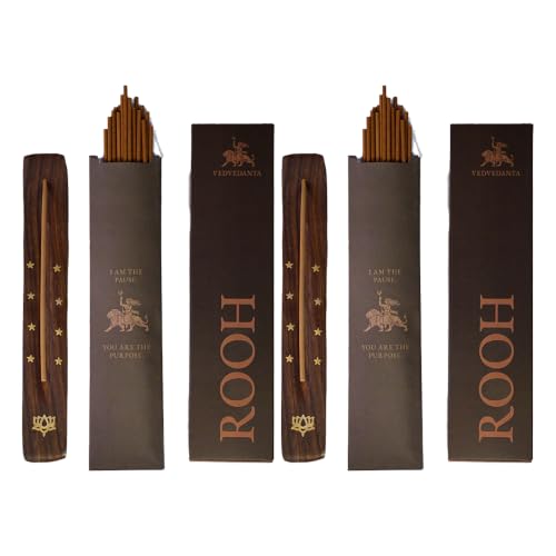 Image of Rooh Luxury Incense Sticks | 60 Bambooless Incense Sticks | Pure Sheesham Wood Stand | Long Lasting Fragrance | Complete Sensory Journey | Ethically Crafted | Pack of 2