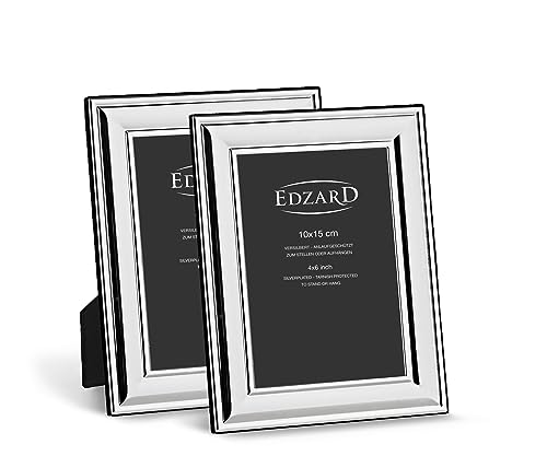 EDZARD 2er-Set Bilderrahmen Sunset (10x15 cm), edel versilbert, anlaufgeschützt, Fotorahmen