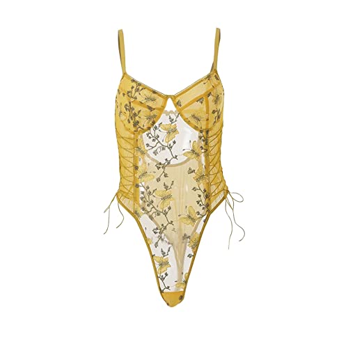 Lingerie halter et body transparent pour femme : pyjama creux au design chic