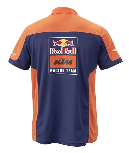 KTM Camiseta Tipo Polo réplica del Equipo, Anaranjado/Azul Marino, Medium
