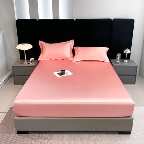 JIANINGHOME Spannbetttuch in Allen Größen 120x200,Bettlaken Satin Spannbettlaken Deluxe All-Inclusive rutschfeste Tagesdecke, Tiefe Taschen passen übergroße Matratzen mit Einer Tiefe