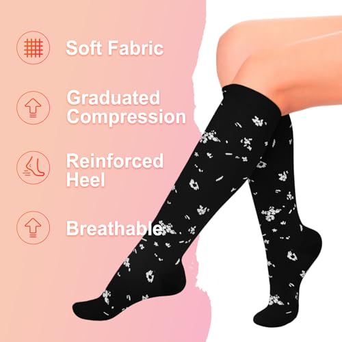 Image of Iseasoo 4 Pairs Compression Socks for Women Circulation-Best Support for Nurses,Running,Athletic,Travel