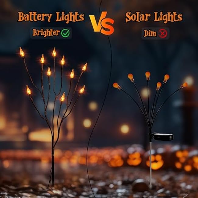 Brizled Halloween Pathway Lights, 7.54ft 3 Pack Candle Flame Orange Lights Outdoor with Timer, Battery Powered Halloween Light Waterproof Spooky Path Light for Path Yard Walkway Garden Thanksgiving