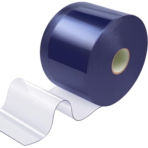 Image of Moukeren Plastic Curtain Strips, 200 ft x 8 in Clear PVC Strip Curtain Roll, Heavy Duty Plastic Insulated Freezer Door Strips for Commercial, Walk-in Cooler, Garage, Warehouse, 0.08 inch Thickness