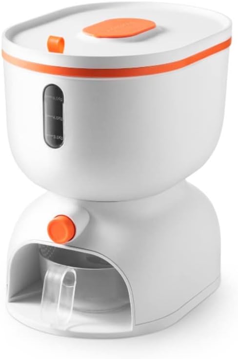 Automatic Grain Storage Tank with Measuring Cup Container Dispenser Rice Box Bucket(Gray,Small)