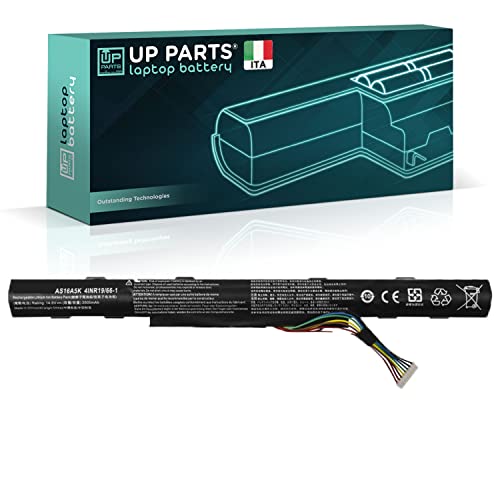 Up Parts® -Azienda Italiana - Batteria Per Notebook Acer As16A5K As16A7K As16A8K (14,8V 2600Mah 38Wh) Per Pc Aspire E5-475, E5-523G, E5-553G, E5-573G,