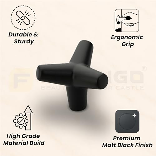 Image of Y Shape Knob for Drawer /Decorative Knobs and Pulls /Drawer Knob /Door Knobs for Drawers (Zinc /Black Finish) Pack of 2-| 3 Years Warranty |