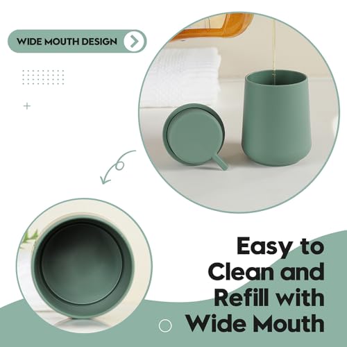 Image of YAUKPH Sage Green Foaming Hand Soap Dispenser Plastic 11 oz - Modern Minimalist Style for Bathroom & Kitchen Countertop Refillable