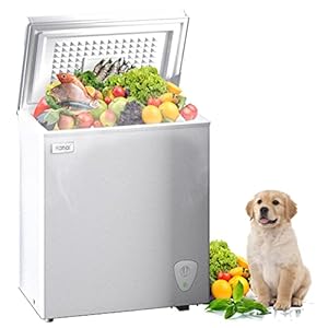 WANAI Chest Freezer, 3.5 Cubic Deep Freezer with Top Open Door and Removable Storage Basket, 7 Gears Temperature Control…