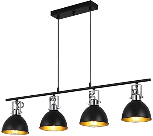 Retro Pendelleuchte Schwarz Metall, Deckenlampe Industrial Hängelampe