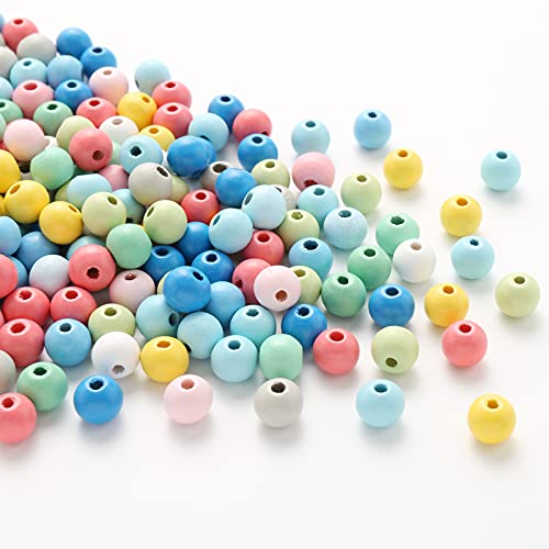 HERZWILD 500pcs Colourful Wooden Beads 10mm for Threading Wooden Craft Bead,Round Loose Wooden Beads for DIY Jewellery Making - Image 3