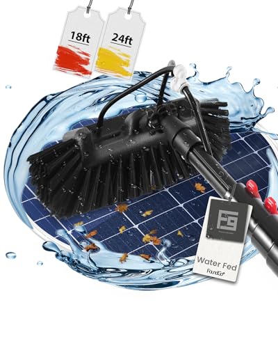 Foundgo 24ft Solar Panel Cleaning Brush and Pole, Water Fed Window Cleaning Kit, Water Fed Pole Window Cleaning System, Water Fed Pole Kit, Window Washing Cleaner Equipment Kit with Rotating Brush