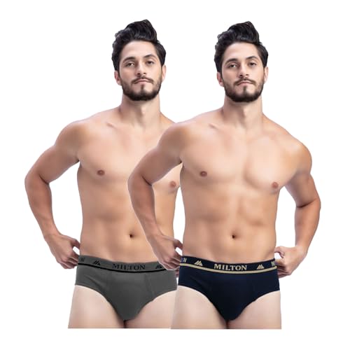 Image of Milton Mens Pure Cotton Solid Briefs|Soft Breathable Underwear for Men|Outer Elastic Comfort Fit Waistband|Skin-Friendly Essentials|Multi-Color, Color Name May Vary as per Availability|Pack of 2