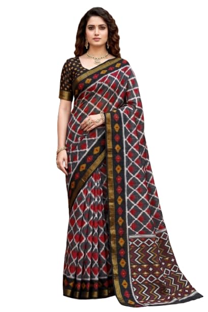 sangam prints Gray Cotton Print Classic Woven Work Traditional Saree-picture-29