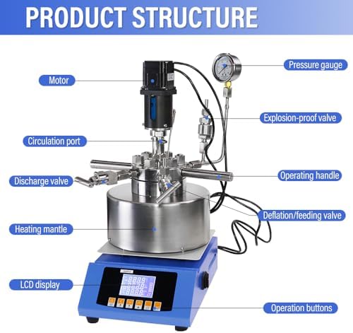 50ml High-Pressure Stirring Reactor Autoclave - Desktop Lab Equipment for Chemical Reactions & Material Testing, 110V/60Hz, Precision Mixing & Safety Features