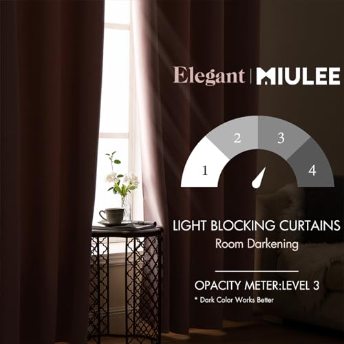 MIULEE Room Darkening Curtains Thermal Insulated Black Out Drapes Solid Window Treatment Grommet Light Blocking Blackout Curtain for Living Room Bedroom 2 Panels Set 52 x 54 inch Length Baby Pink