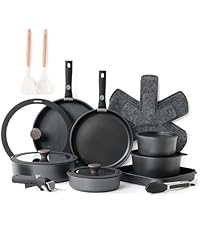 Batterie de Cuisine SENSARTE Induction 17Pcs, Compatible Lave-vaisselle, Antiadhésif Recycled Claim Standard 41x OWVwHWL. AC SR200,225