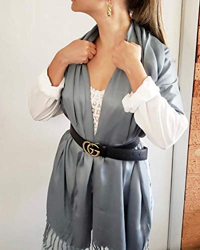 Lenço Pashmina Algodão e Viscose (Cinza)