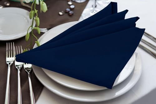 Image of Set of 6 Cloth Napkins for Dining Table Dinner Napkins Cloth 15x15 Party Wedding Cocktails Restaurant Decoration Napkins-Dark Navy Blue