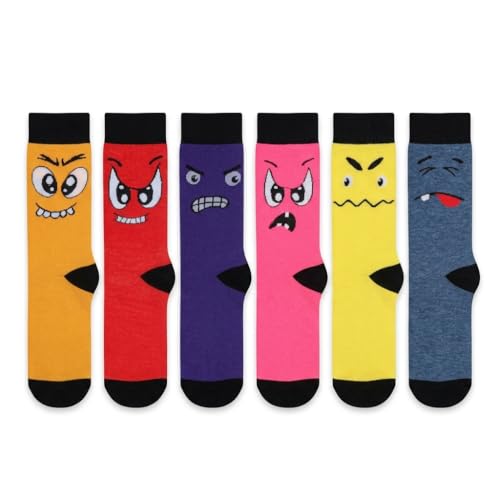 Image of Tipi Toe Women's 6-Pack Funky Crew Socks | Colorful Fun Patterned Novelty Dress Socks, Sizes 9-13