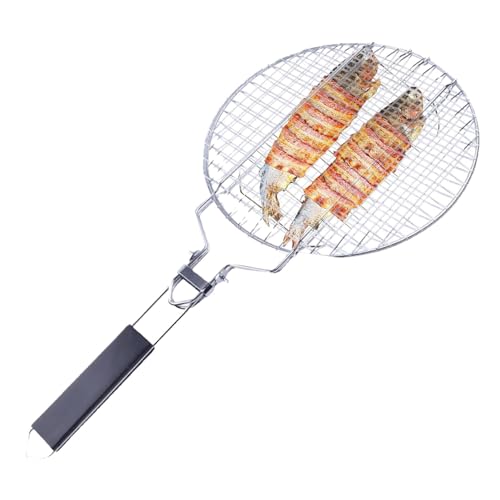 Cesta de pescado para barbacoa, parrilla rectangular, cesta para barbacoa de jamón, cesta para barbacoa al aire libre, accesorios para barbacoa de pescado, cesta de metal para barbacoa, soporte de