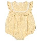 Modern Moments by Gerber Baby Girls' Ruffle Bubble Romper, Light Yellow Vine Flower, 18 Months