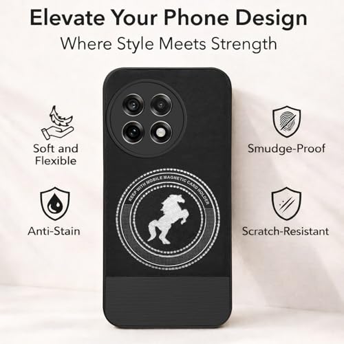 Image of Jkobi PU Leather Finish Back Cover Case for OnePlus 13R (Professional Minimalist Texture | MagSafe Compatile | Camera Protection | Sleek Sober Formal)