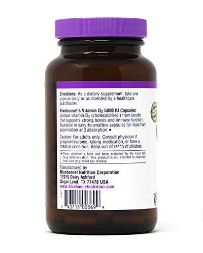 Bluebonnet Vitamin D3 5000 Iu Vegetable Capsules, 120 Count #TOP7
