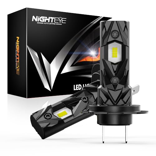 NIGHTEYE Ampoule H7 LED 18000LM, 1:1 Mini Design, Ampoule LED H7 Blanc Froid 6500K, Plug and Play,Feux de Croisement et de Route Automatiques, Étanchéité IP68, Pack de 2