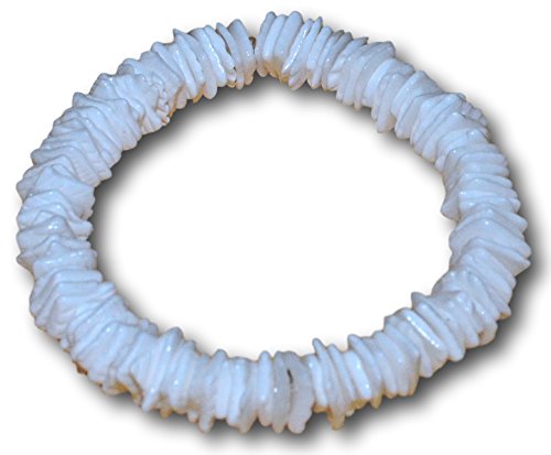 Native Treasure 7" Mens and Womens Polished White Rose Clam Chips Ark Shell Stretch Bracelet From the Philippines - Image 3