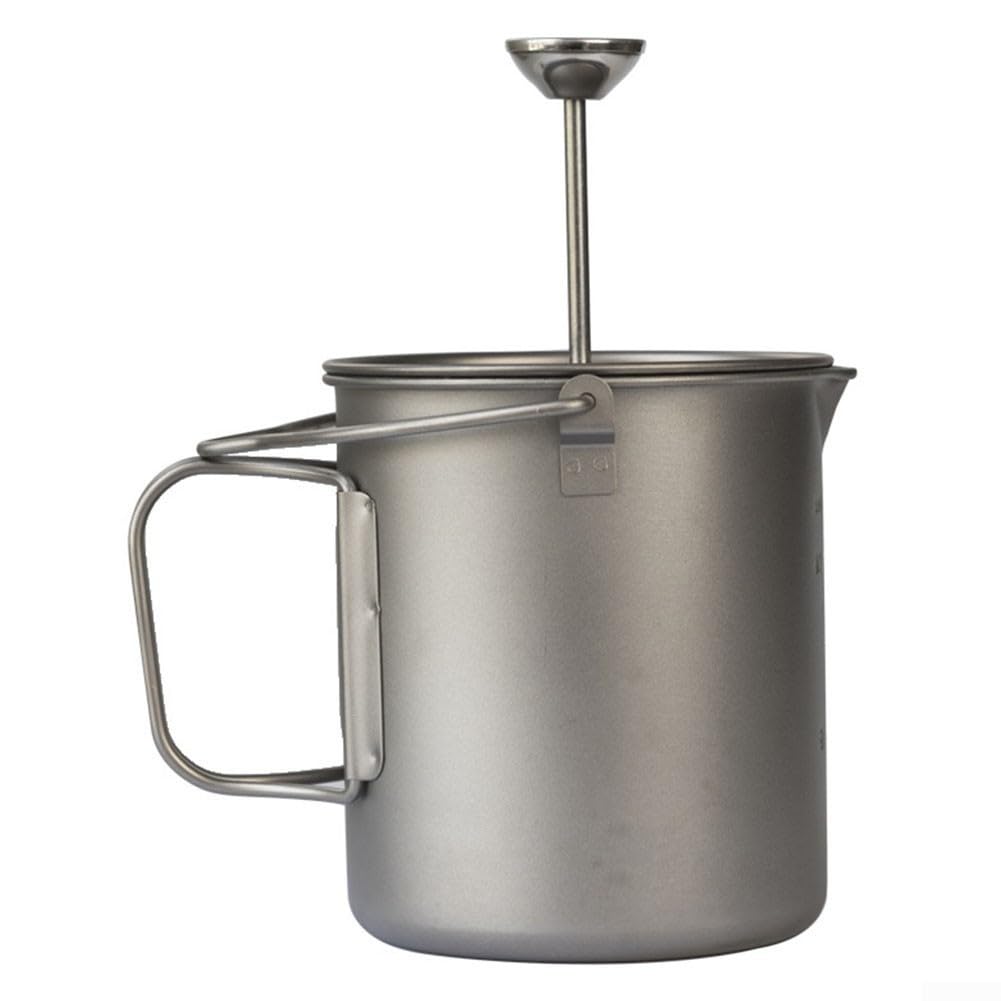 Prensa de café portátil de 750 ml para prensa francesa al aire libre, cafetera manual compacta con filtro de malla fina, ideal para acampar y senderismo, olla gris de 3.7 x 4.3 pulgadas